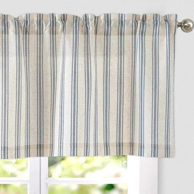 Produktbild von Blindengordijn - halbtransparent für Privatsphäre - 1 Stück - blau auf beige - 125 x 45 cm