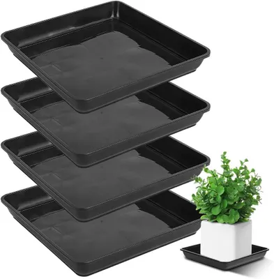 Obrázok produktu pre Podmiska pod kvetináč 30 x 30 cm, 4 ks, štvorcový plast, pre interiér a exteriér