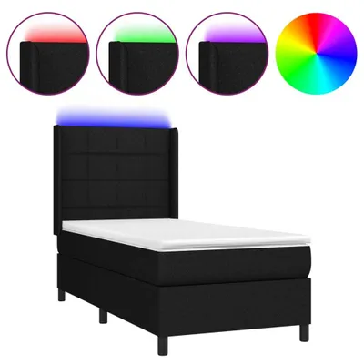 Immagine prodotto di vidaXL Letto a molle con materasso e LED nero 90x190 cm in tessuto