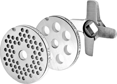 Produktbild von Lochscheibensatz 3,5 MM + 10,0 MM und 1 Kreuzmesser - kompatibel für Fleischwolf zu Bosch Küchenmaschinen MUM4. MUM5.