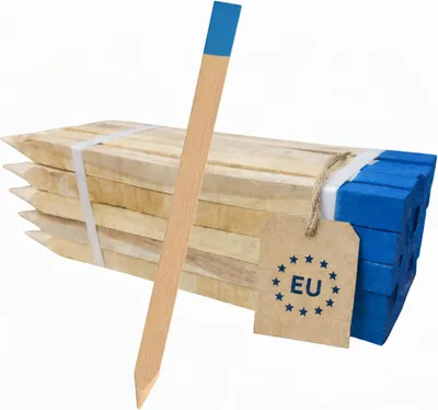 Produktbild von FOR THE GARDEN 25 Stück 120 cm Länge Blau Lackierte Spitze Markierungspfähle Buche Holzstäbe Holz - 25 mm x 25 mm Zaunpfosten Pflanzstab