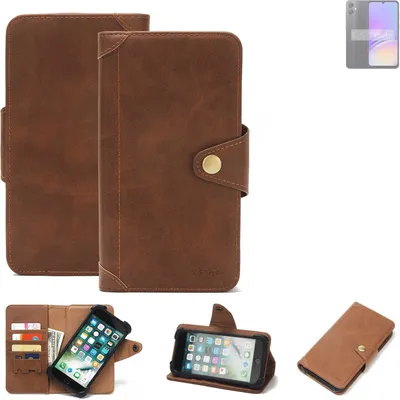 Produktbild von K-S-Trade Handyhülle kompatibel mit Samsung Galaxy A05s Schutz Hülle Walletcase Bookstyle Tasche Case Handytasche Wallet Flipcase Cover PolyurethanBraun