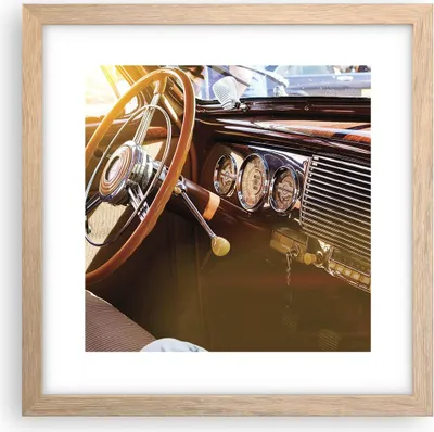Produktbild von Gerahmtes Poster - Rahmen in heller Eiche - Auto Retro Vintage - 30x30 cm - Wand Bild - Wanddeko - Wandbilder - Kunstposter - Wandposter - Bilderrahmen - Bilder - Kunstdruck - P2NAC30x30-4939