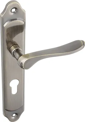 Zdjęcie produktu dla Klamka na szyldzie długim Rodos, patynowane aluminium, do drzwi wewnętrznych, rozstaw 72mm, klasyczny design