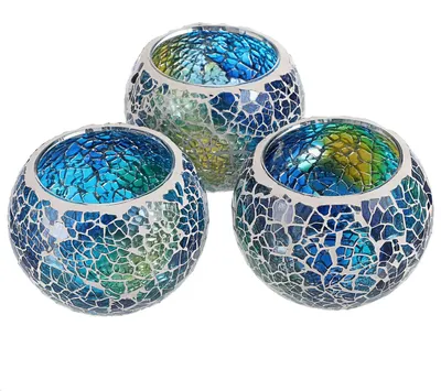 Produktbild von SUMTree 3 Kerzenhalter aus Glas, Mosaik, Blau