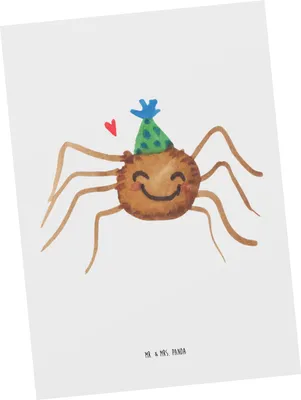 Produktbild von Mr. & Mrs. Panda Postkarte Spinne Agathe Party - Weiß - Geschenk, Glück, Wunder, Grußkarte, Selbstliebe, Ansichtskarten, Fotokarte, Ansichtskarte, Motivation, Postkarten
