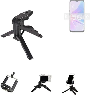Produktbild von K-S-Trade Stativ Tisch-Ständer Dreibein Handy-Stativ Ständer kompatibel mit Oppo A56s 5G Mini-Stativ Smartphone Tripod Handy-Stativ aus Plastik