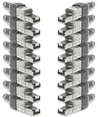 Produktbild von 16x Netzwerk Stecker CAT 7 Werkzeuglos RJ45 CAT7 Netzwerkstecker Netzwerkkabel