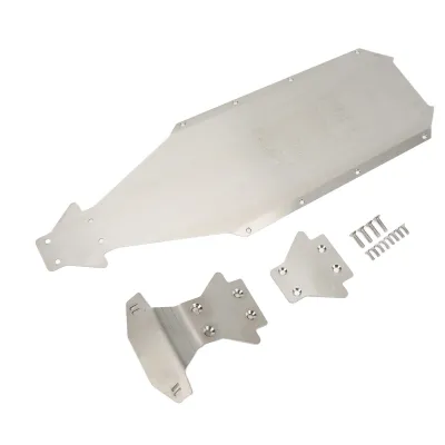 Imagen del producto de Armadura de acero inoxidable para el chasis de los modelos Arrma Kraton, protección para el chasis, placa de protección para el chasis, armadura de acero inoxidable para el chasis, armadura para el chasis de los coches a control remoto Arrma Kraton EXB a escala 1/8, parachoques de acero inoxidable para el chasis
