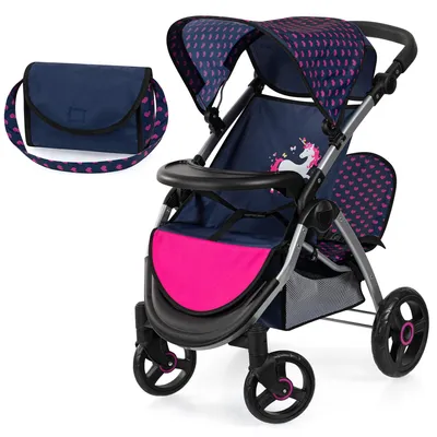 Immagine prodotto di Carrozzina per gemelli blu navy con borsa