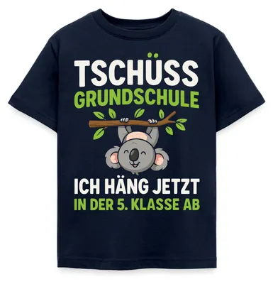 Produktbild von Spreadshirt Tschüss Grundschule Koala 5. Klasse Kinder T-Shirt, 98/104 (3-4 Jahre), Navy