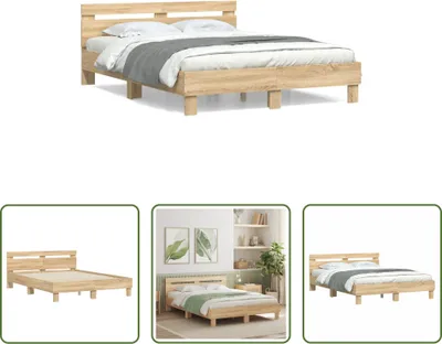 Produktbild von The Living Store Bettgestell mit Kopfteil Sonoma-Eiche 150x200 cm Holzwerkstoff