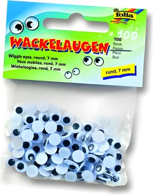 Produktbild von Happy Kidz Wackelaugen Folia 100 Stück verschiedene Durchmesser Ausführung: 7 mm 21406196016-7mm
