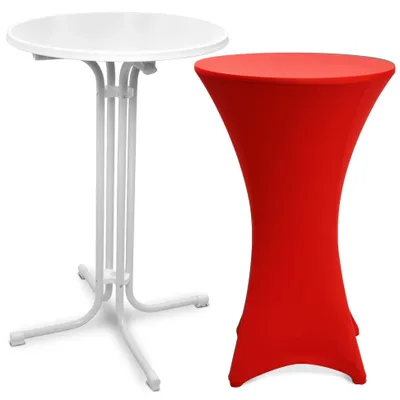 Image de Table haute d'extérieur Beautissu Bellini, pliable, Ø70cm, rouge, avec housse