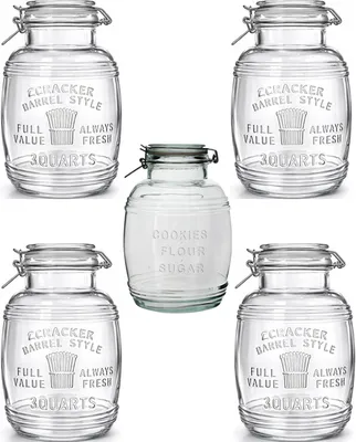Produktbild von 4 x 3 L Einmachglas mit Bügelverschluss – Großes Fassglas, Vorratsglas für Einmachen, Fermentieren & Aufbewahrung