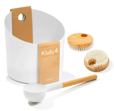 Produktbild von SET> KOLO Sauna Kübel 4 + Kelle weiss + 2x Bürste