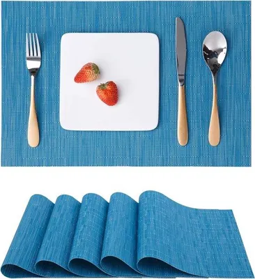 Image de Lot de 6 dessous-de-plat en vinyle résistants à la chaleur, bleu