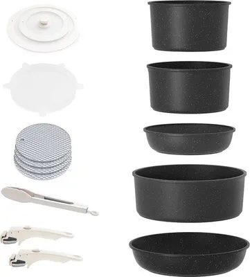 Produktbild von Schwarzes Kochset - Stahlkochtopfe