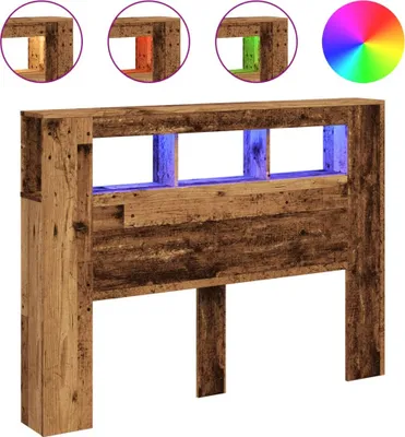 Zdjęcie produktu dla zagłówek vidaXL LED o wyglądzie starego drewna 140x18,5x103,5 cm materiał drewnopochodny
