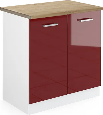 Image de Meuble bas sous-évier Vicco R-Line Rouge brillant 80cm , PT Chêne, Model 46796