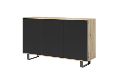 Produktbild von Kommode 3-Türig, Aufbewahrungsschrank, Sideboard, 150 cm, Artisan/Schwarz, Loft-Design, "Masimo"