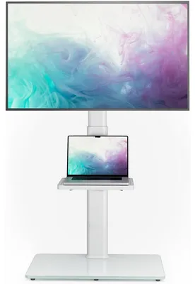Immagine prodotto di Supporto TV da pavimento Bianco - Regolabile in altezza - 35 kg - VESA 400 x 400 mm - Girevole