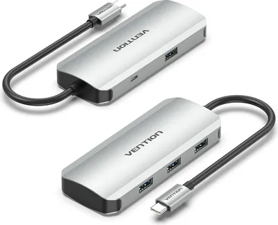 Zdjęcie produktu dla Vention TNAHB, USB Type-C, Micro-USB, USB 3.2 Gen 1 (3.1 Gen 1) Type-A, 5000 Mbit/s, Szary, Aluminium, 34/26