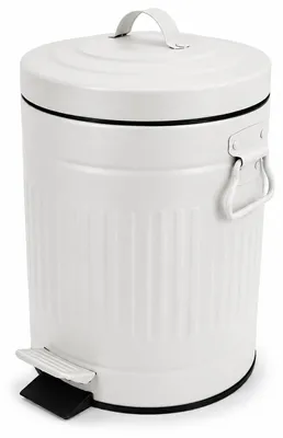 Produktbild von Relaxdays Kosmetikeimer, 5 Liter, Retro-Design, Absenkautomatik, entnehmbarer Inneneimer, Metall, Bad Mülleimer, weiß, KI-generiertes Bild