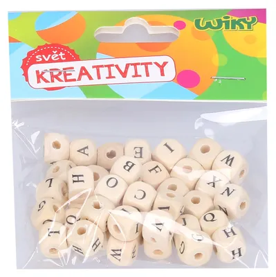Produktbild von Weiße Holzperlen, 40 Stück, Alphabet
