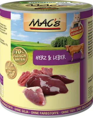 Produktbild von MAC's CAT HERZ & LEBER, Adult, jede Rasse, Herz, Leber, 800 g, Getreidefrei