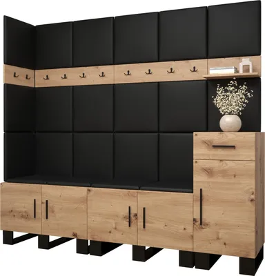 Produktbild von Garderobe ARTIN Set 9 mit gepolsterten Paneelen Industrial Design