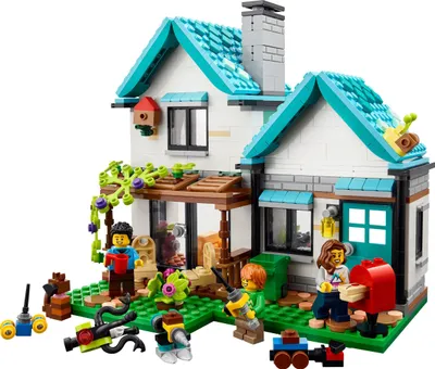 Produktbild von LEGO 31139 Creator 3in1 Gemütliches Haus Set, Modellbausatz mit 3 verschiedenen Häusern plus Familien-Minifiguren und Zubehör, Geschenk für Kinder, Jungen und Mädchen
