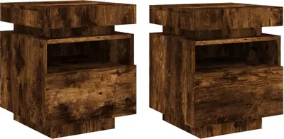 Immagine prodotto di Comodini con Luci LED 2pz Rovere Fumo 40x39x48,5 cm