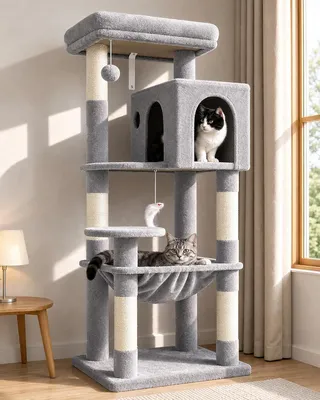 Imagen del producto de Árbol para gatos con hamaca, de 45 x 40 cm, ideal para gatos grandes y gatitos, mueble para gatos