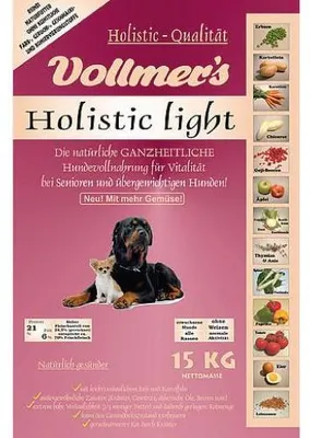 Produktbild von Vollmer's Holistic Light 15 kg, Senior, jede Rasse, Geflügel, Reis, 15 kg