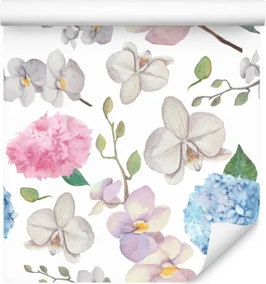Produktbild von 10m VLIES TAPETE Rolle Blumen Knabenkraut Aquarell XXL
