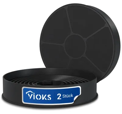 Produktbild von VIOKS Set 2x Kohlefilter Dunstabzugshaube 105mmØ Ersatz für Respekta Aktivkohlefilter MIZ0058 MIZ 0058 PKM CF130 Candy 49040890 35602288 49040117 352C66 - Kohlefilter für Dunstabzugshauben Respekta –