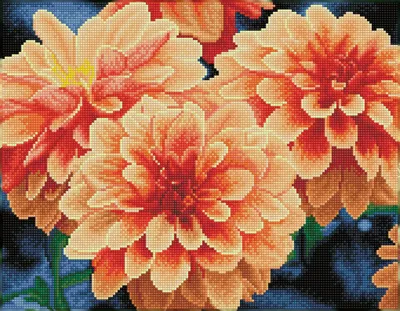 Produktbild von Diamond Dotz Diamond Painting Set - Peach Dahlias - mit Rahmen
