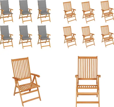 Immagine prodotto di vidaXL Sedie da giardino 6 pezzi con cuscini grigi in legno massiccio di teak - sedia da giardino - sedie da giardino - poltrona da giardino - sedia pieghevole