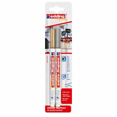 Produktbild von EDDING Kreidemarker 4085 2er Blister gold/silber