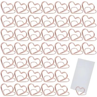 Produktbild von Tischkartenhalter - Herzform - Für Tischnummern Platzkarten und Fotos - 32 Stück Metall Roségold