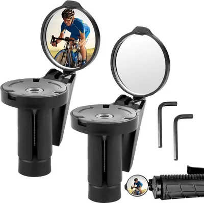 Produktbild von Fahrrad-Spiegel: 2er-Pack Fahrradrückspiegel, 360° verstellbarer Fahrradrückspiegel, klappbarer Lenkerspiegel, Fahrradspiegel Lenker 16-22 mm