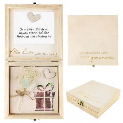 Immagine prodotto di Confezione in legno per regali di denaro, ideale per matrimoni