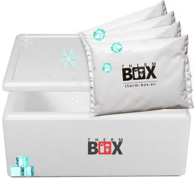 Produktbild von THERM BOX Styroporbox 36W mit 4x Kühlakku für Kühlbox 36,7L Innen:53x33x20cm Transportbox Thermbehälter Wiederverwendbar