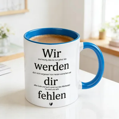 Productafbeelding van Keramische mok - Met afscheidsmotief voor collega's - 350 ml - Blauw