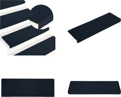 Produktbild von vidaXL Treppenmatten 15 Stk. Nadelvlies 65x21x4 cm Blau - Stufenmatte - Stufenmatten - Treppenmatten - Treppenstufenmatten