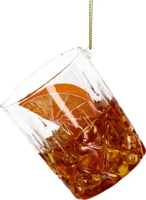 Image de Décoration de sapin de Noël en verre, 7,5 cm, figurine de cocktail au whisky, marron / transparent