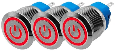 Produktbild von ProRide Drucktaster ON/OFF 220 V, 22 mm, wasserdicht, 3 Stück