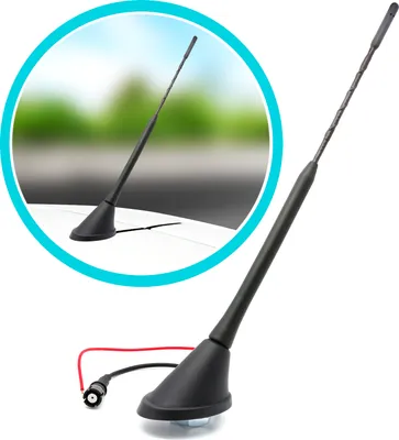 Produktbild von 2in1 Set  23cm Stabantenne KFZ Dachantenne + Auto Antennensockel RAKU 2 Adapter & Verstärker Universal