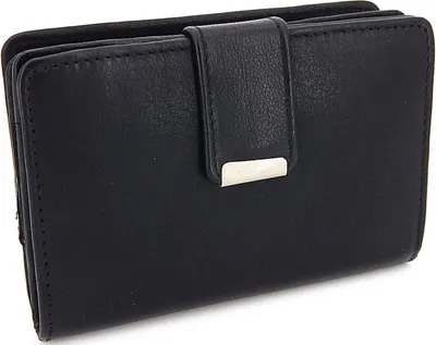 Produktbild von Damen Geldbörse aus weichem Leder mit RFID-Schutz - Damen-Portemonnaie (Schwarz)